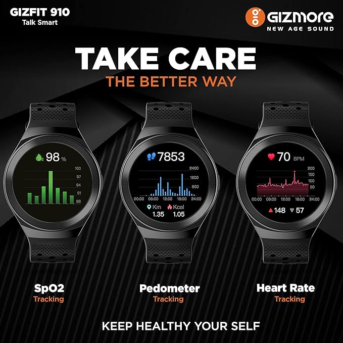GIZMORE Gizfit 910 Full Smart Watch with in-Built Speaker Bluetooth Calling & Music, Bold Metallic Body/SpO2 and Heart Rate Monitoring, Unlimited Faces Long Battery Life & Multiple Sports Mode- Red GIZMORE Gizfit 910 Full Smart Watch with in-Built Speaker Bluetooth Calling & Music, Bold Metallic Body/SpO2 and Heart Rate Monitoring, Unlimited Faces Long Battery Life & Multiple Sports Mode- Red